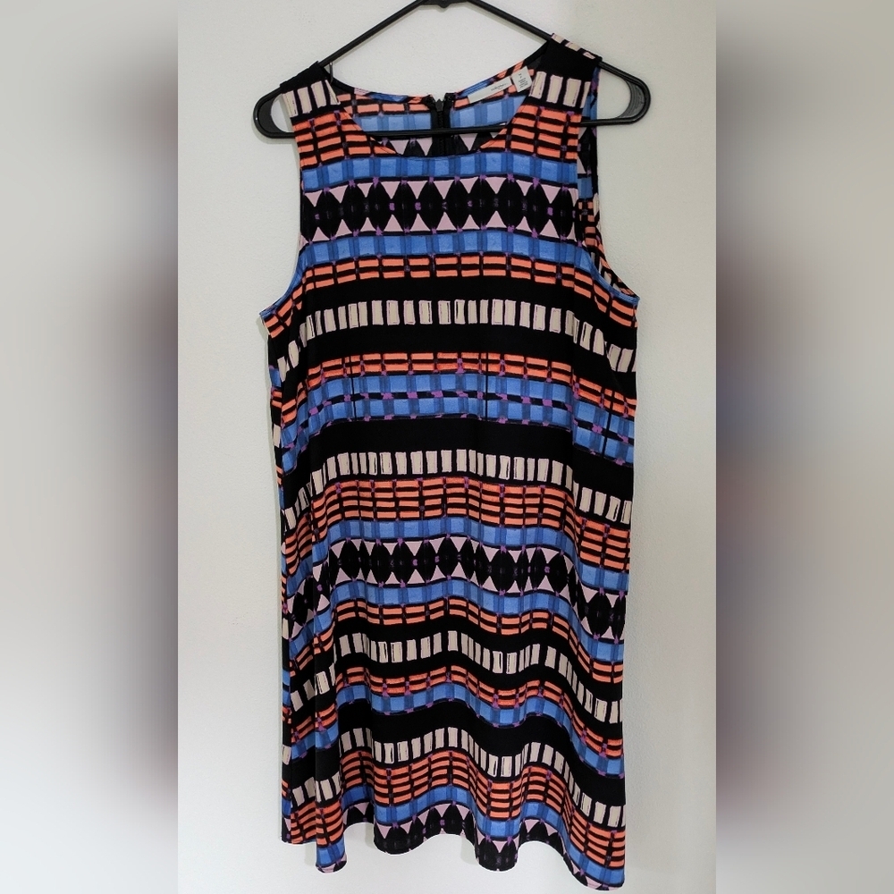 Halogen Sleeveless Dress Tank Swing A-Line Knee-Length Size M Petite Colorful